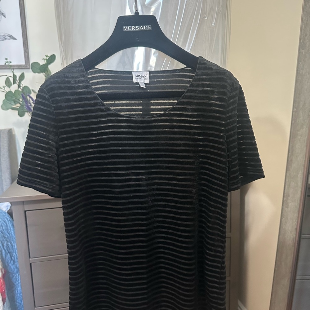 Armani Collezioni Black Striped Top